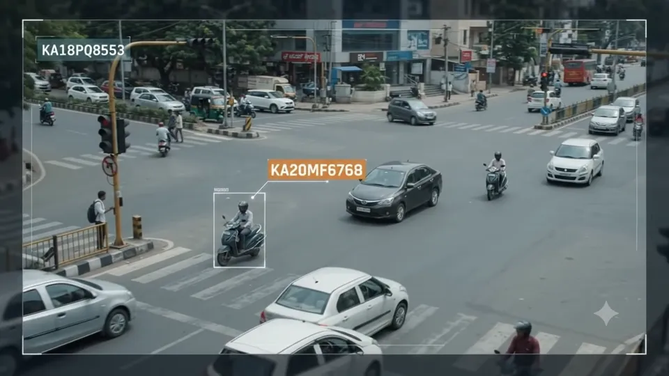 Traffic camera view used for plate recognition